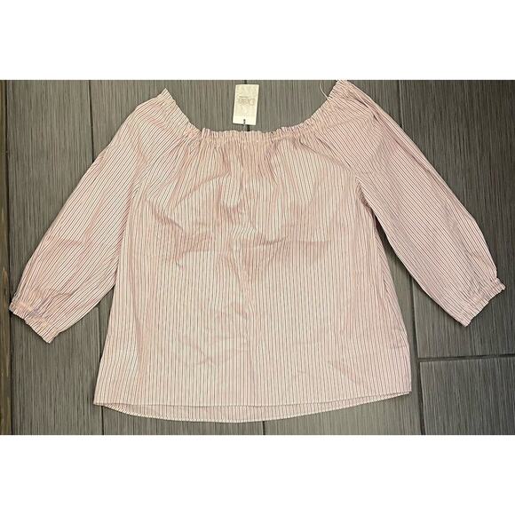Womens Dalia Pink Blue Striped Off Shoulder Top Size Large NWT Blouse - Picture 5 of 7